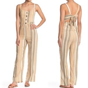 Romeo and Juliet Couture Striped Linen Jumpsuit